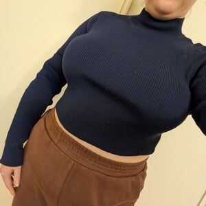 H&M Navy Ribbed Knit Sweater